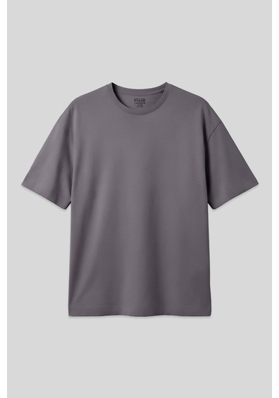 Air Jones Tommy Life Koyu Gri Pamuklu Kalın Yumuşak Dokulu Oversize Fit Basic Erkek T-shirt - 88377 Koyu Gri