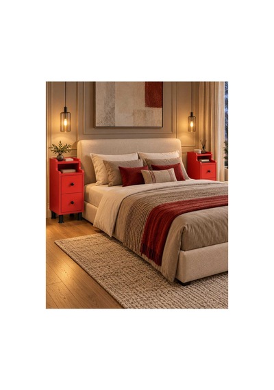 Dar Alanlar İçin 2 Çekmeceli Raflı Komodin Ve Koltuk Yanı Sehpası 25 Cm Genişlik, 65 Cm Yükseklik - Kırmızı - 938087355 Kırmızı Dar Alanlar İçin 2 Çekmeceli Raflı Komodin Ve Koltuk Yanı Sehpası 25 Cm Genişlik, 65 Cm Yükseklik - Kırmızı - 938087355 Kırmızı
