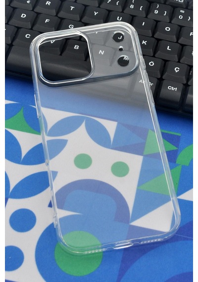Apple Uyumlu iPhone 17 Pro Max Kredi Şeffaf Düz Kılıf Kamera Korumalı Şeffaf