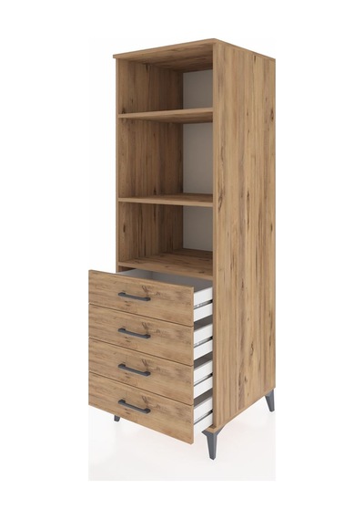 Kronos Dolap 3 Raflı 4 Çekmeceli 60x59x182 Çam-çam Çam