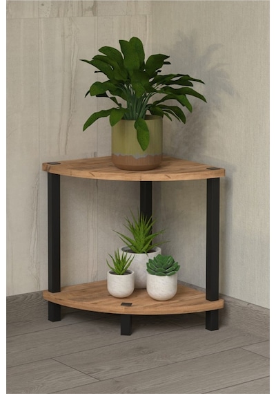 Flora 2 Raflı Moblen Çiçeklik Saksılık Balkon Bahçe Dekor Raf Stand-atlantik Çam Atlantik Çam