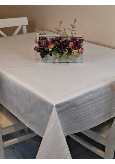 Elyaflı Pvc Muşamba - Desenli Silinebilir Masa Örtüsü Mrl78a Beyaz