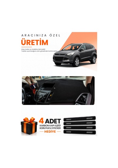Ford Kuga 2013-2015 Uyumlu Torpido Koruma Örtüsü Oto Kılıfı - Siyah