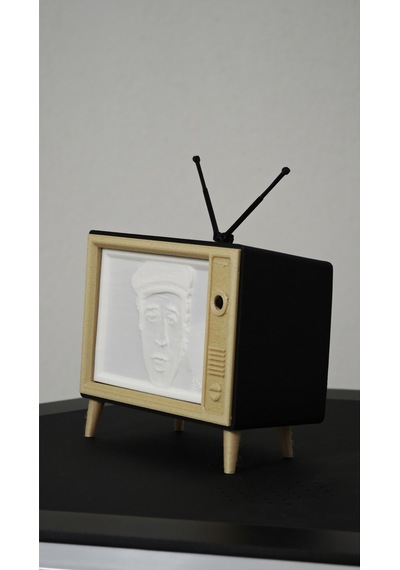 Morfem3d Özelleştirilebilir Retro Tv Görünümlü Aydınlatmalı Litofan Type-c Girişli Özel Tasarım Siyah - Beyaz
