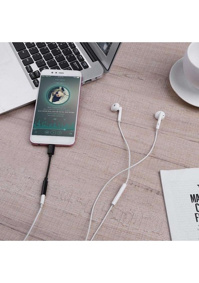 Ayex Typ-C için 3.5Mm Kulaklık ve Mikrofon Adaptörü Siyah