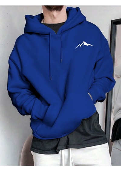 Uyguntarz Unisex Minimal Dag Baskılı Oversize Sweatshirt Mavi