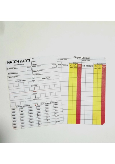 Tafsilat Kartı , Maç Not Kartları , Model Tr Çok Renkli