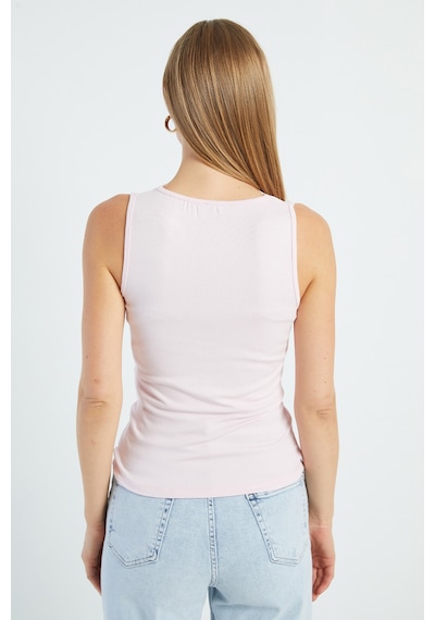 Fullamoda Dantelli V Yaka Slim Fit Bluz Pembe