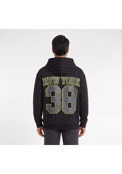 Blow Up Ny Baskılı Çizgili Kapüşonlu Siyah Erkek Sweatshirt 11998