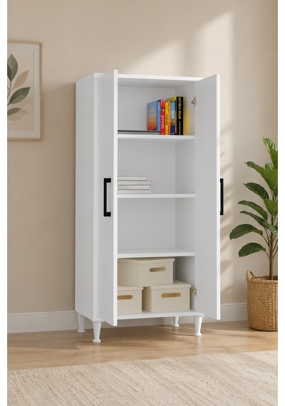 Renazzo %100 Mdf Çok Amaçlı Kiler Banyo Mutfak Dolabı Beyaz