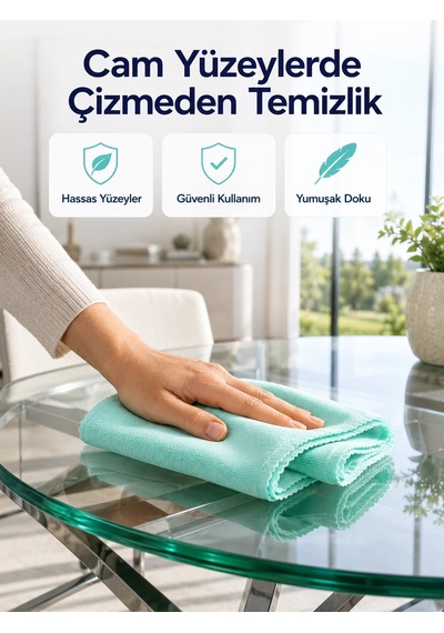 Mey İthalat Mikrofiber Cam Bezi Çizmeden Temizlik Sağlayan Yüksek Su Emici Cam Silme Bezi 40x60 Cm
