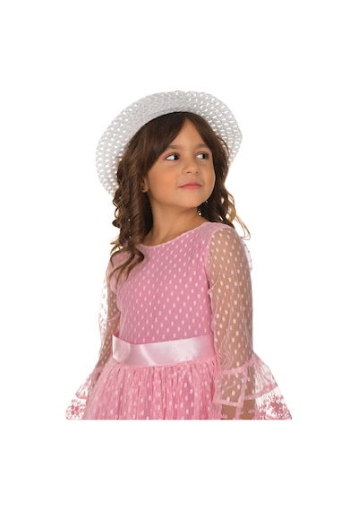 Mnk Baby & Kids Double Şapka Fiyonk Puantiyeli Dönem Elbise Pembe