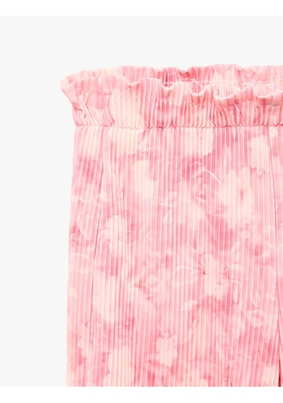 Koton Desenli Beli Lastikli Geniş Paça Pantolon Pembe Desenli 6skg40199ak