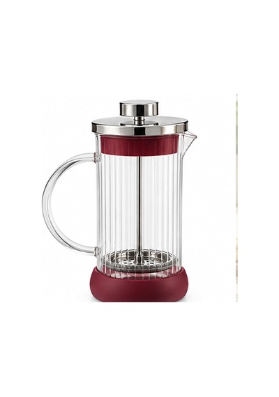 Cam French Press Kahve Ve Çay Demleme Presi, Metal Filtreli Pistonlu Demlik, Şeffaf Kulplu Tasarım 350 Ml, Bordo Diğer