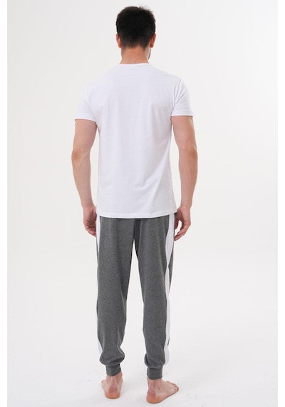 Mecit Pijama Mecit 4000 Beyaz Füme Erkek Büyük Beden Pijama Takımı Füme