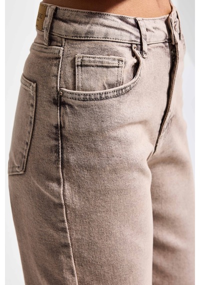 it's basic Kadın Taş Renk 4s6-167 Straight Fit Yüksek Bel Elastan Kumaş Denim Jean