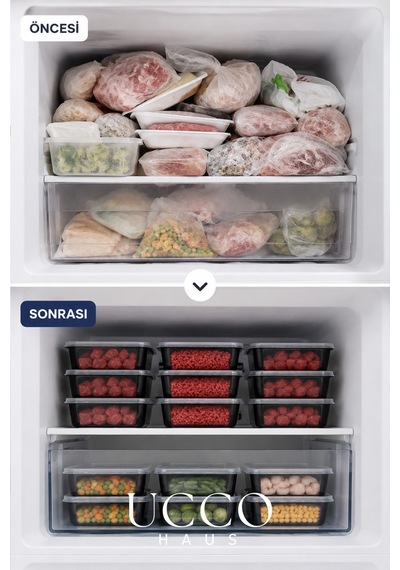 500 Ml Kapaklı Buzluk Mikrodalga Saklama Kabı - 10 Adet- Et, Kıyma, Yemek, Salata Buzdolabı Organizeri Siyah
