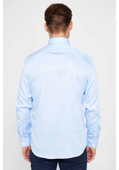 Tudors Slim Fit Uzun Kollu Non Iron Mavi Erkek Gömlek-31171-mavi Mavi