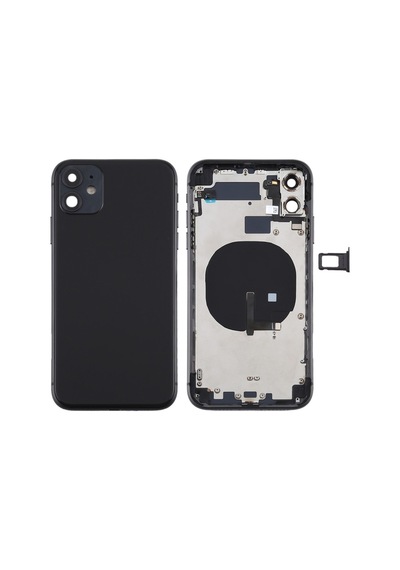 Cbtx Apple Uyumlu iPhone 11 Pil Arka Kapağı Yan Tuşlar, Kart Tepsisi, Güç + Ses Esnek Kablosu Siyah