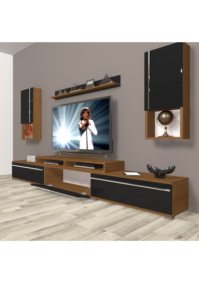 Decoraktiv Ekoflex 270ta Mdf Tv Ünitesi Tv Sehpası Ceviz - Siyah