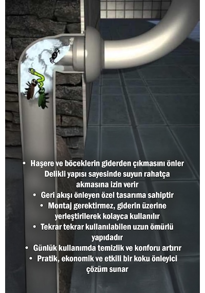 Muffmatik Silikon Çekvalf Gider Tıkacı Koku Böcek Önleyici Evye Makine Kapak 8 cm