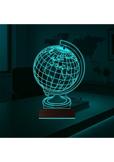 Luvivia Dünya Ofis Hediye 3d Lamba - Masa Gece Lambası Şeffaf