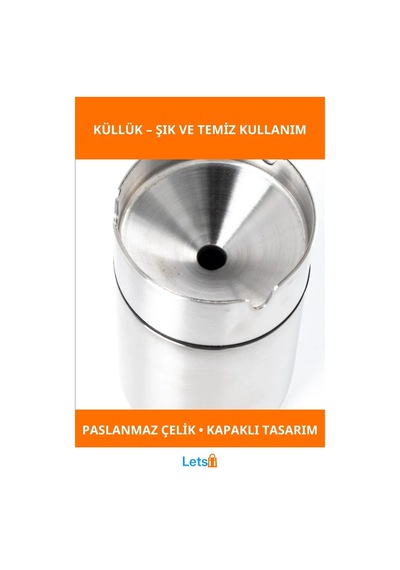 Kapaklı Paslanmaz Çelik Şık Küllük Dayanıklı Ve Kullanışlı