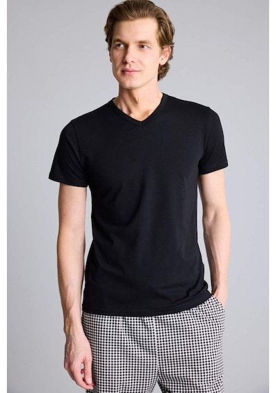 Defacto Slim Fit Dar Kesim V Yaka Üst L4884az26spbk27 Siyah-bk27
