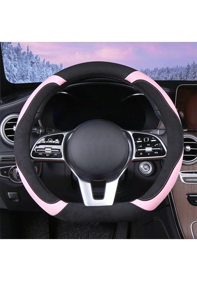 Yumuşak D Şekilli Direksiyon Kılıfı, Sıcak Direksiyon Kapağı Moda Evrensel 15 İnç, Pembe Diğer