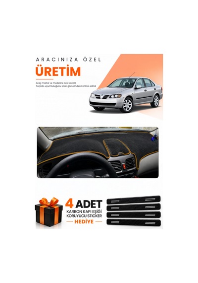 Nissan Almera Kapaklı 2000-2006 Uyumlu Torpido Koruma Örtüsü Oto Kılıfı - Siyah Kahverengi