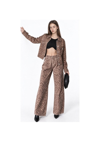 Hiccup Squalo Leopar Kısa Denim Ceket Çok Renkli