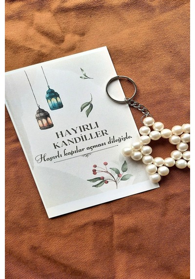10 Adet Kandil Hediyesi - İnci Anahtarlık - Ramazan Hediyesi - Ka