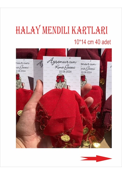 Kına Gecesi Halay Mendili Kartları 40 Adet Mendil Dahil Değildir