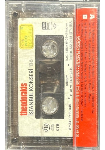 Plak Değildir Kaset Tir Kaset Theodorakis İstanbul Konseri Liva