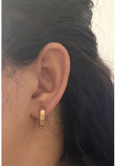 Kadın Sembol Detay Küçük Halka Model Rose Renk Çelik Küpe Rose Gold