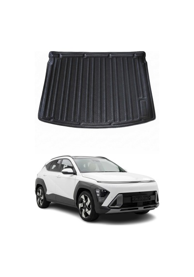 Hyundai Kona Suv 2023+ Uyumlu Araca Özel Kauçuk Tpe Bagaj Havuzu Siyah Üst Kademe İçin