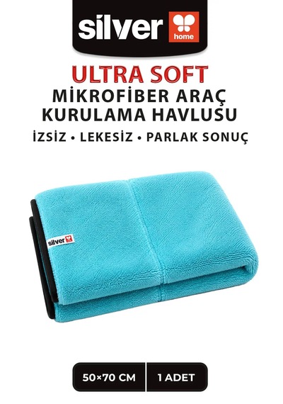 Mikrofiber Araç Kurulama Havlusu 50x70 Cm 600 Gsm Ultra Emici Oto Kurulama Bezi Çizmeyen Siyah Overlok Kenarlı