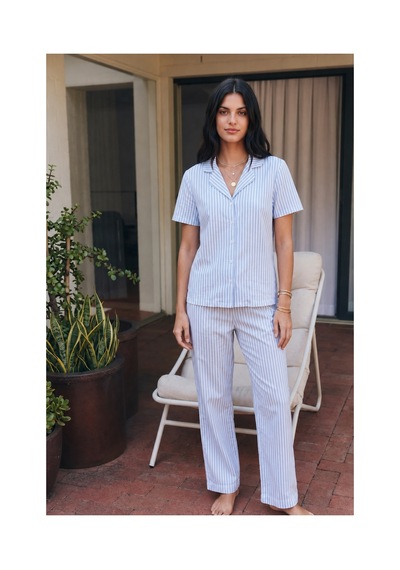 Fit Women Viskon Karışım Homewear Mavi Pijama Takımı