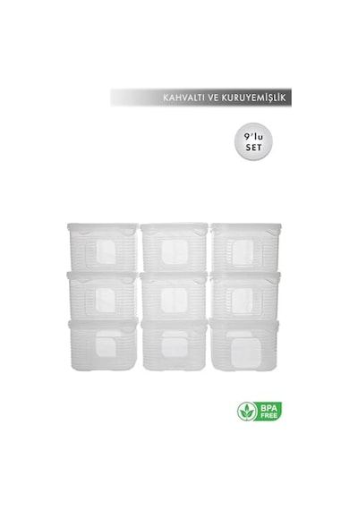 Saklama Kabı Sızdırmaz Kapak 9 Lu Set Şeffaf- Ölçü Kabı Hediyeli Çok Renkli