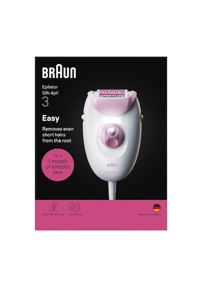 Braun Silk Épil 3 Kablolu Epilatör, Kalıcı Pürüzsüz Cilt, 3-000