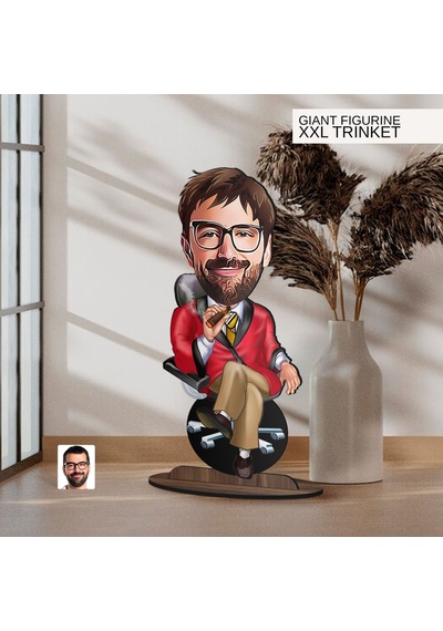 Bk Gift Kişiye Özel Boss Baba Karikatürlü Büyük Boy Ahşap Biblo-4 Arkadaşa Hediye , Sevgiliye Hediye, Kişiye Özel Biblolar