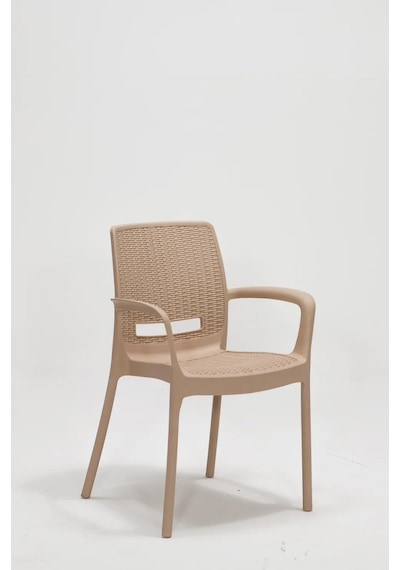 Rattan Large Lüx Camlı Cappucino Masa Takımı Bahçe&balkon 1 Camlı Masa + 6 Sandalye Diğer