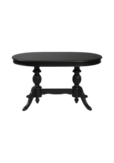 Montclair Çift Baba Ayaklı Masif Ahşap Oval Yemek Masası 90x140 Siyah