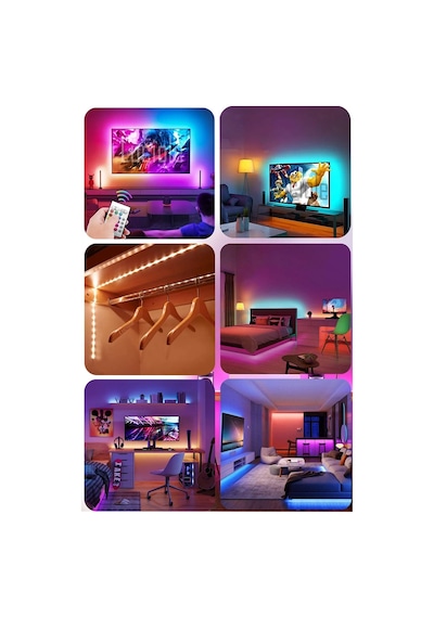 4 Mt Şerit Led Animasyonlu Tak Çalıştır Kumandalı Rgb Işık Duvar Aydınlatma Ambiyans Abajur