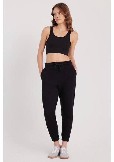 Tudors Kadın Slim Fit Dar Kesim Bisiklet Yaka Kalın Askılı Esnek Siyah Spor Atlet-37805 SIYAH