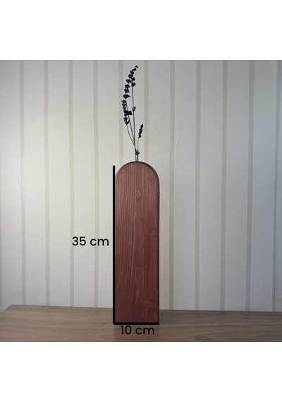 Rustik Ahşap Vazo Seti, El Yapımı Çam Ağacı, Ceviz Antik Mat Kaplama, 2 Parça Dekoratif Çiçeklik, 35x10 Cm Ve 2 Çok Renkli