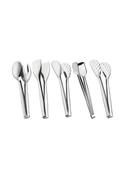 5'li Çelik Maşa Seti, 28cm, Pasta Makarna Servis Salata Izgara Maşa