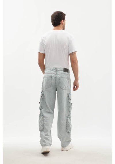 Banny Jeans Erkek Kargo Cepli Jean Pantolon Buz Mavisi