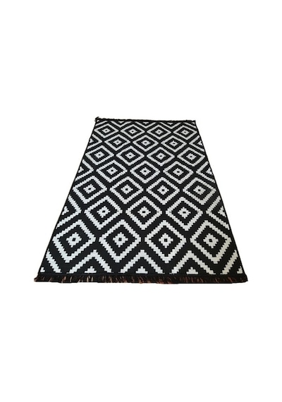 Algelsineve Piramit Desen Siyah & Beyaz Çift Taraflı Kilim & Yolluk