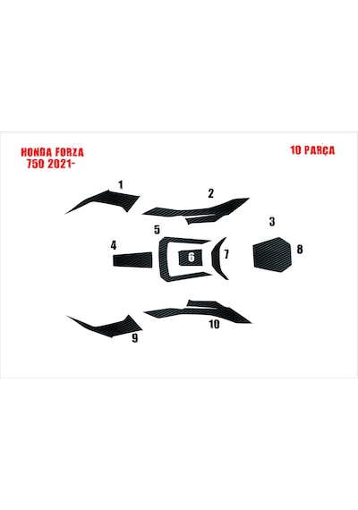 Forza 750 2021- 10 Parça Tank Pad Ve Grenaj Kaplama Siyah 59186984